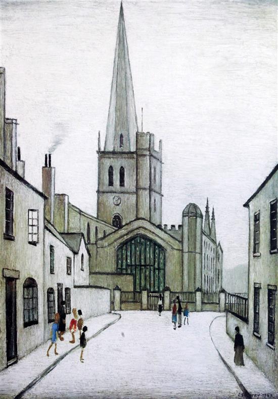 Lawrence Stephen Lowry (1887-1976) Burford Church 25 x 18.75in.